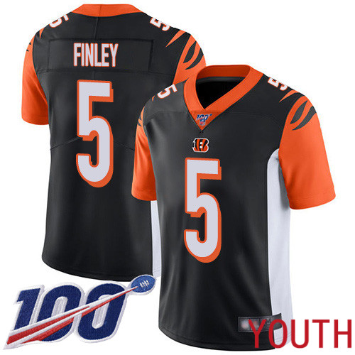 Cincinnati Bengals Limited Black Youth Ryan Finley Home Jersey NFL Footballl #5 100th Season Vapor Untouchable->cincinnati bengals->NFL Jersey